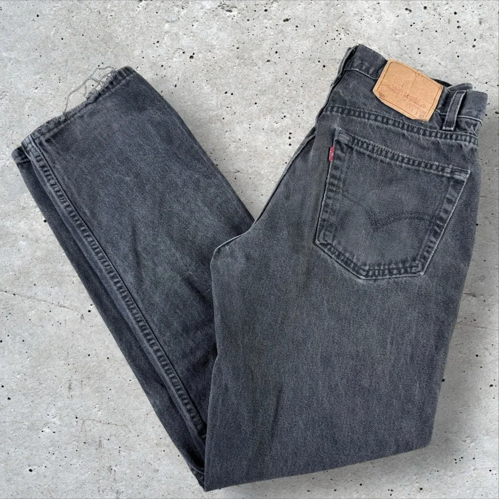 Vintage 90s Levis Black 505‎ Jeans Fits 30x31 Straight Leg Faded USA